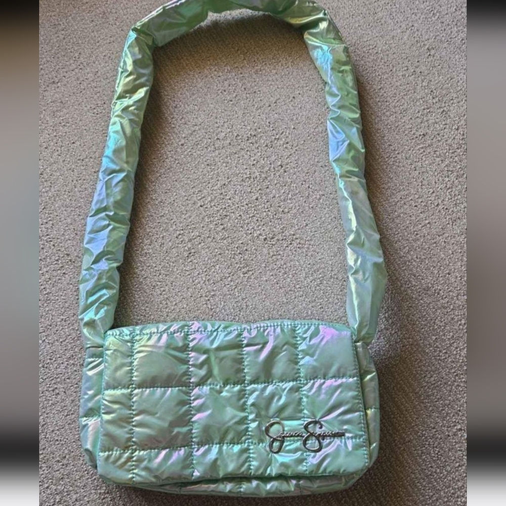 Y2K puffer green shimmery Jessica Simpson purse